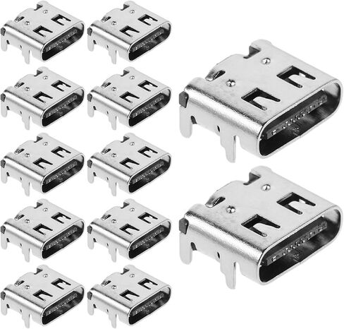 Holibanna 200 قطعة من النوع C 16 دبوس أنثى - موصل USB 3.1 للطاقة والبيانات - منفذ USB-C قابل للحام للمشروعات اليدوية وإصلاح الإلكترونيات - مقبس شحن سريع in Kuwait
