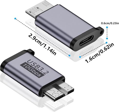 ZEZEFUFU محول القرص الصلب المحمول Micro B USB 3.0 ذكر إلى Type-C أنثى لأجهزة الكمبيوتر المحمول in Kuwait