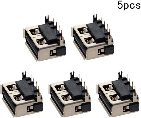 5 قطعة USB-A أنثى المقبس وصلة مرفاع 4 دبوس عودة إدراج 90 درجة كرة لولبية حافة PCB موصل ، إصلاح استبدال محول ، WuJuntool in Kuwait