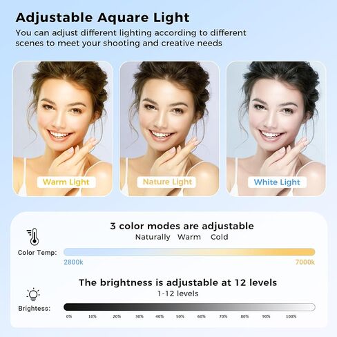 Tripod for iPhone with Rechargeable Light for Video Recording, Portable Phone Tripod for Camera and Phone, Selfie Stick with Light for Content Creators, Vlogging, Tiktok in Kuwait