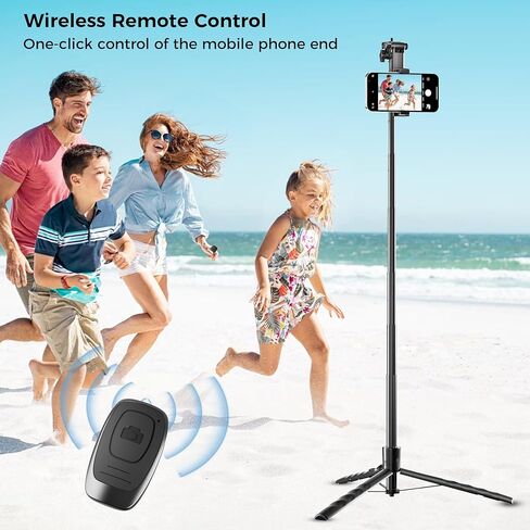 Tripod for iPhone with Rechargeable Light for Video Recording, Portable Phone Tripod for Camera and Phone, Selfie Stick with Light for Content Creators, Vlogging, Tiktok in Kuwait