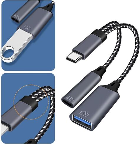 جديلة نايلون USB C إلى النوع/محول نقل ملفات الطاقة في وقت واحد لملحقات الإلكترونيات Y محول شحن نقل البيانات in Kuwait