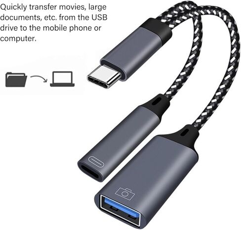 جديلة نايلون USB C إلى النوع/محول نقل ملفات الطاقة في وقت واحد لملحقات الإلكترونيات Y محول شحن نقل البيانات in Kuwait
