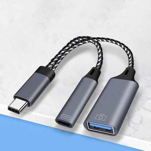 جديلة نايلون USB C إلى النوع/محول نقل ملفات الطاقة في وقت واحد لملحقات الإلكترونيات Y محول شحن نقل البيانات in Kuwait