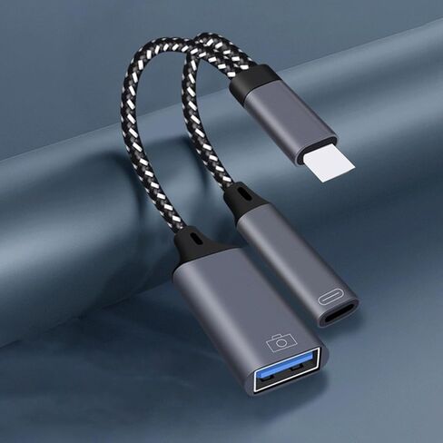 جديلة نايلون USB C إلى النوع/محول نقل ملفات الطاقة في وقت واحد لملحقات الإلكترونيات Y محول شحن نقل البيانات in Kuwait