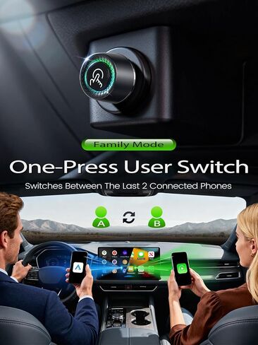 محول CarPlay اللاسلكي لهواتف iPhone، مفتاح بنقرة واحدة لهاتفين، التوصيل والتشغيل، بدون تأخير، يحول السلكية إلى دونجل تشغيل السيارة اللاسلكي، ثابت سريع للسيارات 2016+ مع Apple CarPlay وAndroid Auto Gray in Kuwait