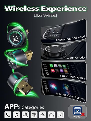 محول CarPlay اللاسلكي لهواتف iPhone، مفتاح بنقرة واحدة لهاتفين، التوصيل والتشغيل، بدون تأخير، يحول السلكية إلى دونجل تشغيل السيارة اللاسلكي، ثابت سريع للسيارات 2016+ مع Apple CarPlay وAndroid Auto Gray in Kuwait