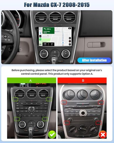 SIXTOP 4G+64G Android Car Stereo for Mazda CX-7 2008-2015 Wireless CarPlay Android Auto, 9 inch in-Cell 1280 * 720 Touchscreen, GPS,Bluetooth 5.0 Radio, FM/RDS, SWC, EQ AHD Rear Camera in Kuwait