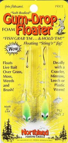 NORTHLAND TACKLE Gum-Drop STING'N Floater / 3 بوصات / #2 HK / 2 حزمة/الببغاء in Kuwait