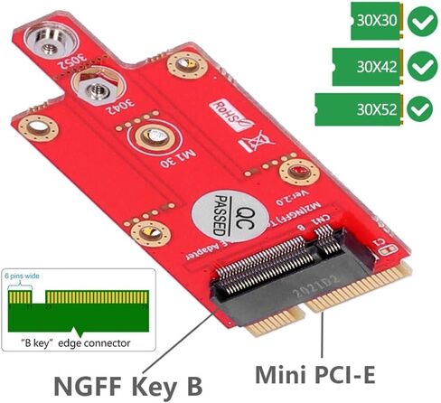 محول M.2 Key B إلى Mini PCIe - محول واجهة USB لوحدة WWAN 3G/4G/5G، وبطاقة توسيع سطح المكتب/الكمبيوتر المحمول in Kuwait