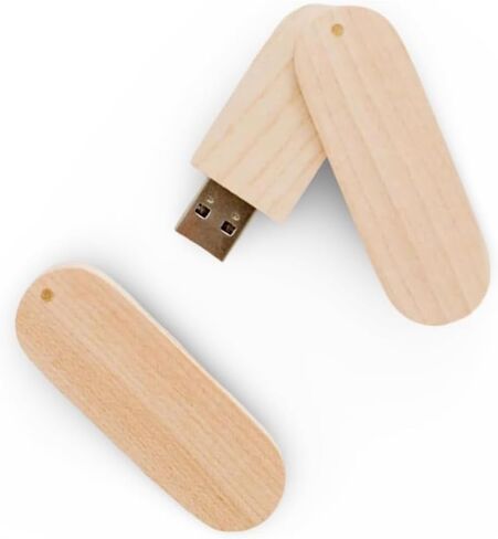 محرك أقراص فلاش USB خشبي شخصي سعة 16 جيجابايت - USB 3.0 مع خشب الجوز، دوار دائري الشكل in Kuwait