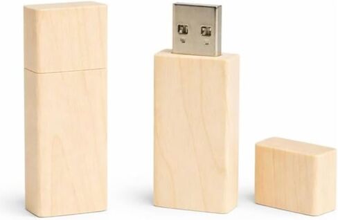 محرك أقراص فلاش USB خشبي شخصي سعة 8 جيجابايت - USB 3.0 مع خشب الجوز، مقطع مربع مع غطاء in Kuwait
