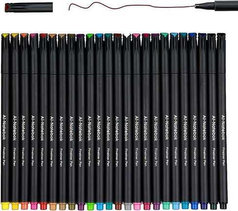 مجموعة أقلام ألوان Fineliner من ai-natebok، أقلام ذات رؤوس رفيعة مقاس 0.38 مم، قلم رسم مسامي لصانعي النقاط الدقيقة، مثالي للكتابة في مجلة الرصاص والمخطط، 24 لونًا متنوعًا in Saudi Arabia