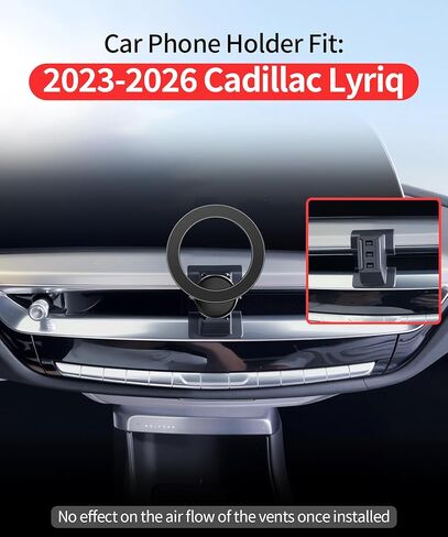 حامل هاتف السيارة لملحقات 2023 2024 2025 2026 Cadillac Lyriq، حامل هاتف يدور 360 درجة متوافق مع MagSafe، حامل الهاتف الخلوي لا يؤثر على فتحة الهواء in Kuwait