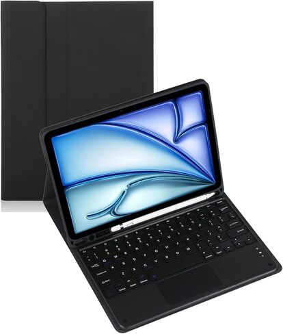 حافظة لوحة المفاتيح لجهاز Samsung Galaxy Tab Active 5 Pro 10.1 بوصة الموديل: SM-X350 / SM-X356B لوحة مفاتيح بلوتوث قابلة للإزالة مع حامل قلم مدمج (جراب أسود، لوحة لمس بإضاءة خلفية) in Kuwait