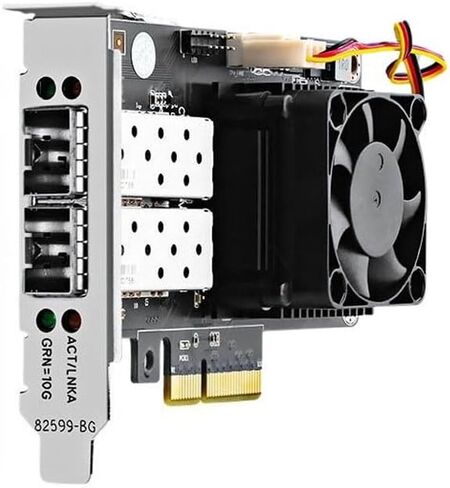 بطاقة شبكة 82599ESV1.0 10 جيجا بايت SFP+ PCI-E، شريحة Intel 82599ES، منافذ SFP+ مزدوجة، PCIe X4 (متوافق مع X8/X16)، محول شبكة LAN بسرعة 10 جيجابت في الثانية، يدعم Windows10/11/Linux/PVE/ESXi in Kuwait