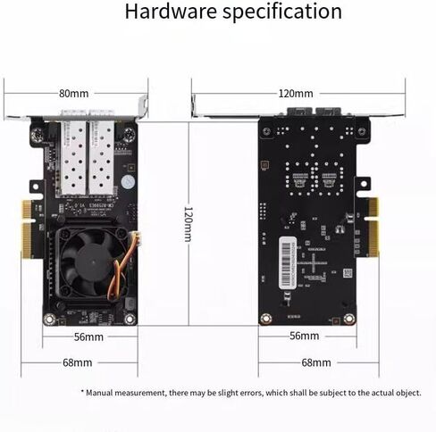 بطاقة شبكة 82599ESV1.0 10 جيجا بايت SFP+ PCI-E، شريحة Intel 82599ES، منافذ SFP+ مزدوجة، PCIe X4 (متوافق مع X8/X16)، محول شبكة LAN بسرعة 10 جيجابت في الثانية، يدعم Windows10/11/Linux/PVE/ESXi in Kuwait