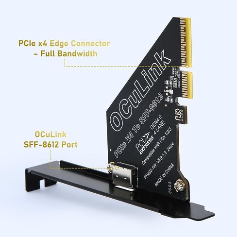 بطاقة Oculink PCIe PCIe 4.0 x4 64Gbps OcuLink محول SFF-8612 SFF-8611 eGPU Riser Card التوصيل والتشغيل للكمبيوتر الصغير U.2 SSD Windows macOS Linux in Kuwait