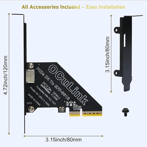 بطاقة Oculink PCIe PCIe 4.0 x4 64Gbps OcuLink محول SFF-8612 SFF-8611 eGPU Riser Card التوصيل والتشغيل للكمبيوتر الصغير U.2 SSD Windows macOS Linux in Kuwait
