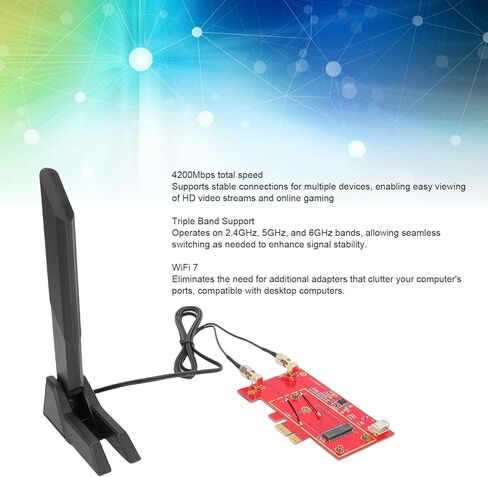 Yunseity WiFi 7 PCIe WiFi Card, 4200Mbps Bluetooth 5.2 Desktop PC Wireless Network Adapter with 10DB Antenna, Support for 10 11 in Kuwait