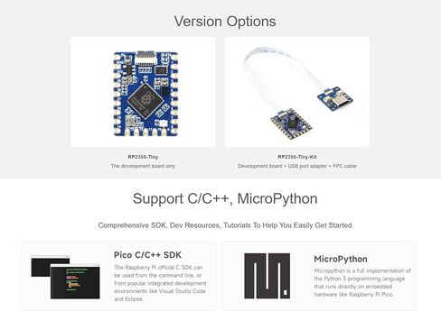 مجموعة لوحة تطوير وحدة التحكم الدقيقة RP2350-Tiny، استنادًا إلى شريحة Raspberry Pi RP2350 ثنائية النواة والمعمارية المزدوجة، تأتي مع محول منفذ USB + كابل FPC in Kuwait