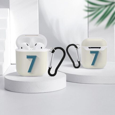 No.7 Jersey Bluetooth Headphone Protective Case,Compatible with Apple AirPods 2nd and 1st Generation (White, ReaI Madrid) in Saudi Arabia