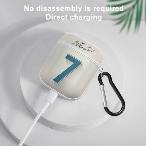No.7 Jersey Bluetooth Headphone Protective Case,Compatible with Apple AirPods 2nd and 1st Generation (White, ReaI Madrid) in Saudi Arabia