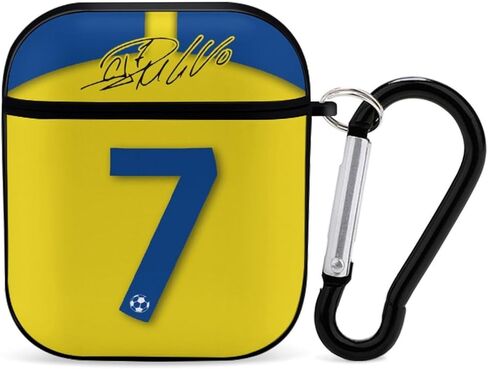 No.7 Jersey Bluetooth Headphone Protective Case,Compatible with Apple AirPods 2nd and 1st Generation (White, ReaI Madrid) in Saudi Arabia