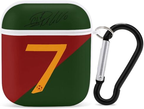 No.7 Jersey Bluetooth Headphone Protective Case,Compatible with Apple AirPods 2nd and 1st Generation (White, ReaI Madrid) in Saudi Arabia