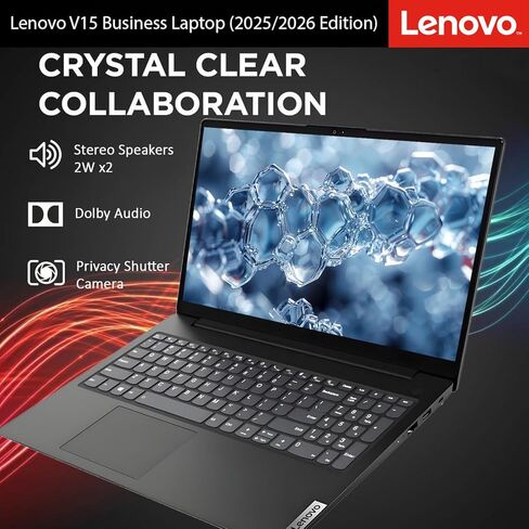 Lenovo 2026 New V15 Business Laptop with MS 365 for Web, Intel Powerful Processor, 8GB DDR5, 256GB PCIE, 15.6" FHD Display, Wi-Fi 6, Fast Charging Speed, 14.5-Hour Battery Life, Windows 11 Pro in Kuwait