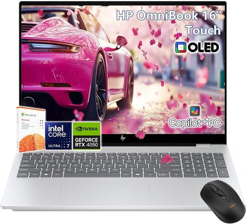 HP OmniBook 7 16" OLED Touchscreen Laptop, 2K 120Hz, Intel Evo Ultra 7 255H, RTX 4050, 32GB RAM| 1TB SSD -Copilot AI PC, Backlit Keyboard, Windows11 Office 365, Business College in Kuwait