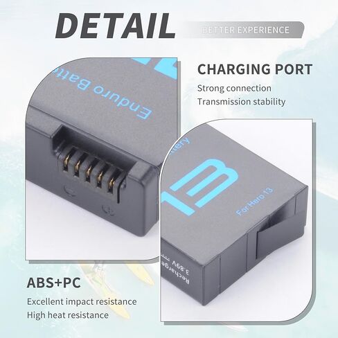 بطارية Hero 13 2-Pack 2100mah متوافقة مع 13 بطاريات Hero Black ملحقات إندورو ترقية سعة البطارية 3.89 فولت 8.17 وات في الساعة in Kuwait