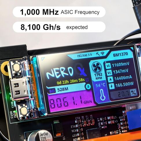 Nerdqx 6.3TH/s 777MHz 4X BM1370 ASIC 20W/TH BTC Lottery Crypto Miner with Bitcoins Mining Machine Home Use in Kuwait