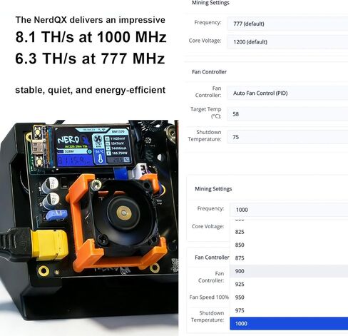 Nerdqx 6.3TH/s 777MHz 4X BM1370 ASIC 20W/TH BTC Lottery Crypto Miner with Bitcoins Mining Machine Home Use in Kuwait