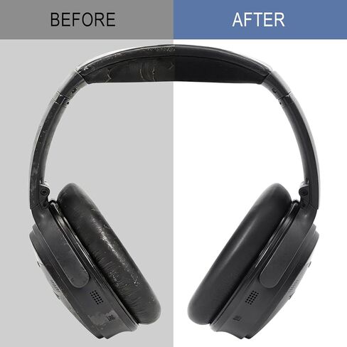 مجموعة استبدال GEVO لسماعات Bose QC35 & QC35 ii (QuietComfort 35 II) فوق الأذن، وسائد الأذن + عصابة الرأس، راحة إضافية، جزء إصلاح، تركيب سهل بنفسك مع أداة - أسود in Kuwait