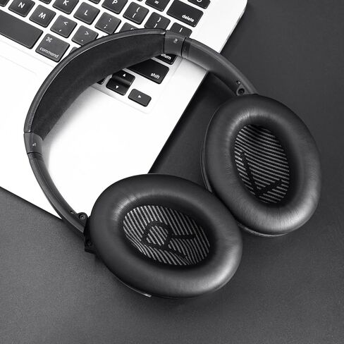 مجموعة استبدال GEVO لسماعات Bose QC35 & QC35 ii (QuietComfort 35 II) فوق الأذن، وسائد الأذن + عصابة الرأس، راحة إضافية، جزء إصلاح، تركيب سهل بنفسك مع أداة - أسود in Kuwait