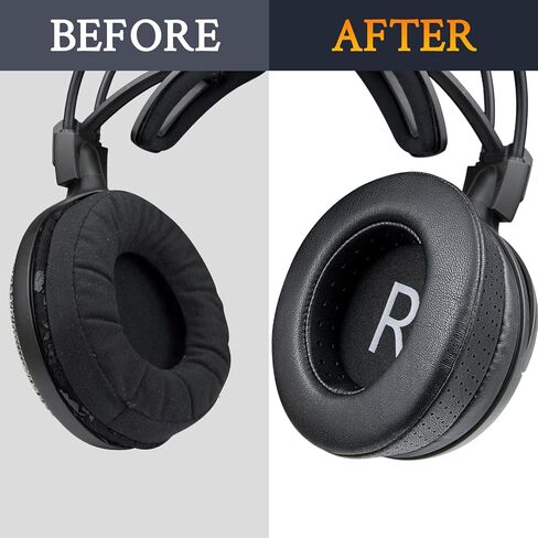 وسادات أذن SOULWIT لـ Audio Technica ATH-AD2000X/AD2000/A2000X/AD1000X/AD1000/A1000X/AD900X/AD900/A900X/A900/AD700X/AD700/A700X/A700/AD500X/AD500/A500X/A500، وسادة أذن من جلد البروتين الناعم - أسود in Kuwait