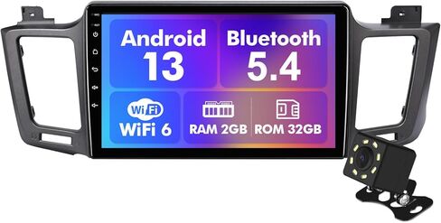 Android 13 Car Radio for 2+32G Toyota RAV4 2013-2018 10.1'' 1280 * 720 Touchscreen Car Stereo with Carplay Android Auto Backup Camera Mirror Link GPS Navigation WiFi 6 Bluetooth 5.4 FM SWC in Kuwait