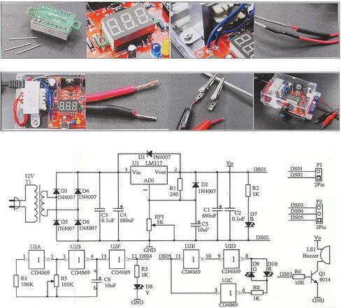 LM317 طقم منظم جهد كهربائي قابل للتعديل AC-DC 110 فولت إلى 1.25 فولت-12 فولت مخرج 5 فولت 12 فولت فولتميتر مكون إلكتروني، مع دليل in Kuwait