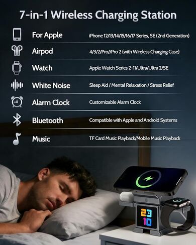 قاعدة شحن لاسلكية 7 في 1 من ModiTech لأجهزة Apple - حامل شاحن Magsafe مغناطيسي معتمد من Qi2.2 بقوة 25 وات لهاتف iPhone 17/16/15/14/13/12 - ساعة Apple - سلسلة Airpods، رمادي مع محول in Kuwait