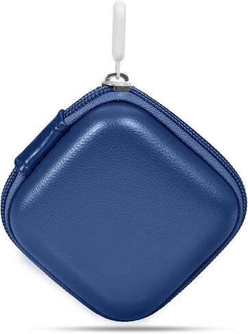 Durable PU Leather + EVA Hard Shell & Mesh Pockets, Earbud Case & Headphone Case & Cable Organizer Bag - Protective Storage for AirPods, Wireless Earbuds & Wires, Deep Blue in Kuwait