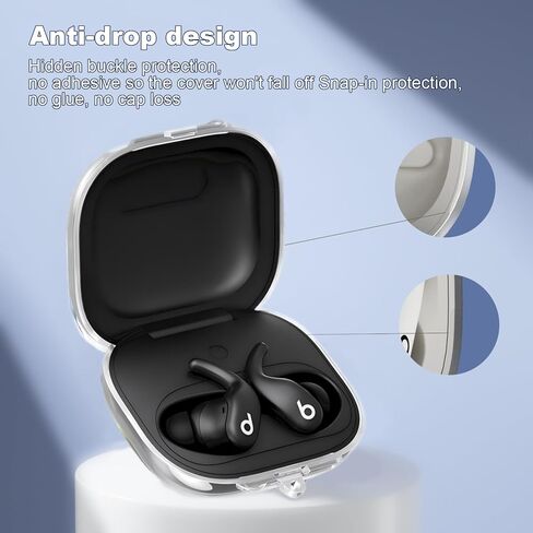 حافظة USTIYA لهاتف Beats Powerbeats Fit 2025 غطاء للحماية كامل الجسم من السيليكون الناعم مع سلسلة مفاتيح وملحقات سماعة الرأس Funda Carcasa in Kuwait