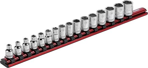 ARES 71181-3/8-Inch Drive Magnetic Socket Organizer - Aluminum Rail Stores up to 12 Sockets and Keeps Your Tool Box Organized in Saudi Arabia