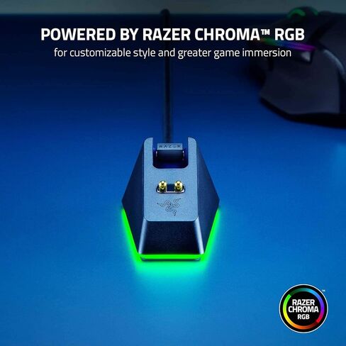 Razer Mouse Charging Dock Chroma: Magnetic Dock with Charge Status RGB Lighting - Anti-Slip Gecko Feet - Powered by Razer Chroma - Classic Black (Renewed) in Kuwait