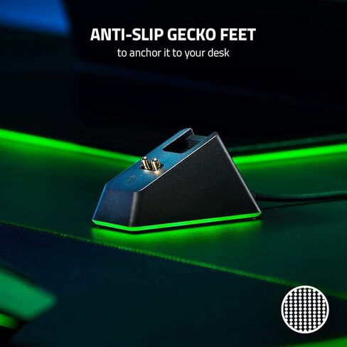 Razer Mouse Charging Dock Chroma: Magnetic Dock with Charge Status RGB Lighting - Anti-Slip Gecko Feet - Powered by Razer Chroma - Classic Black (Renewed) in Kuwait