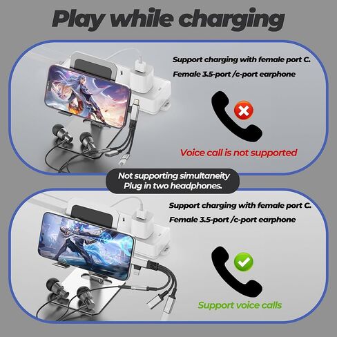 محول بيانات USB C OTG (3in2) لهاتف Iphone 17 16 15 14 Pro Max Lightning Aux Audio Jack 3.5mm Splitter for Apple Dongle Charger Type C موصل سماعة الرأس لجهاز Ipad شحن السيارة المزدوجة المتوافقة مع Samsung in Kuwait