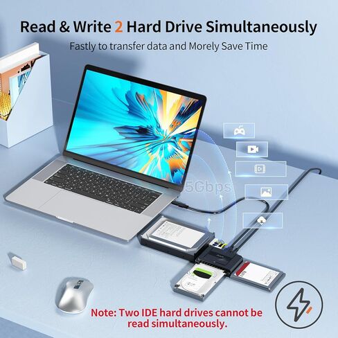 محول SATA إلى USB 3.0 - محول استرداد قارئ القرص الصلب الخارجي لمحرك الأقراص الضوئية العالمي 2.5 بوصة 3.5 بوصة HDD SSD DVD، مجموعة نقل محول القرص الصلب SATA IDE مقاس 2.5/3.5 بوصة متضمنة طاقة 12 فولت 2 أمبير in Saudi Arabia