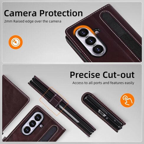 VISOUL Flip Phone Cover for Samsung Galaxy Z Fold 7 Wallet Case with Card Holder, Genuine Leather Magnetic Folio Case with Kickstand Magnetic Closure for Galaxy Z Fold7(8.0")-Coffee in Kuwait
