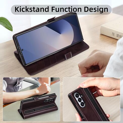 VISOUL Flip Phone Cover for Samsung Galaxy Z Fold 7 Wallet Case with Card Holder, Genuine Leather Magnetic Folio Case with Kickstand Magnetic Closure for Galaxy Z Fold7(8.0")-Coffee in Kuwait
