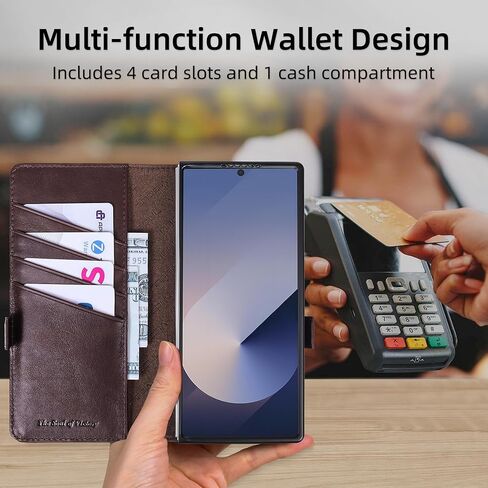 VISOUL Flip Phone Cover for Samsung Galaxy Z Fold 7 Wallet Case with Card Holder, Genuine Leather Magnetic Folio Case with Kickstand Magnetic Closure for Galaxy Z Fold7(8.0")-Coffee in Kuwait